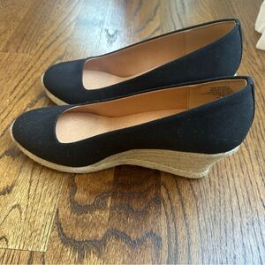 NWOT J. Crew Seville Black Canvas Espadrille Wedges. Size 9.5.